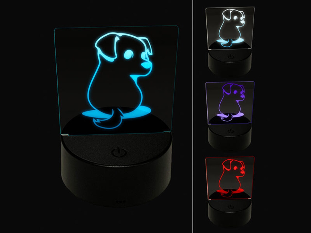 Cute Puppy Looking Back 3D Illusion LED Night Light Sign Nightstand Desk Lamp